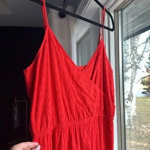 Red Eyelet Sundress with spaghetti straps, Size L